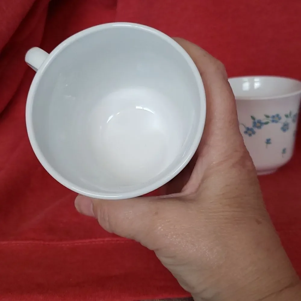 Vintage Set of 4 Corelle Corningware Forget Me Not Design Coffee Cups